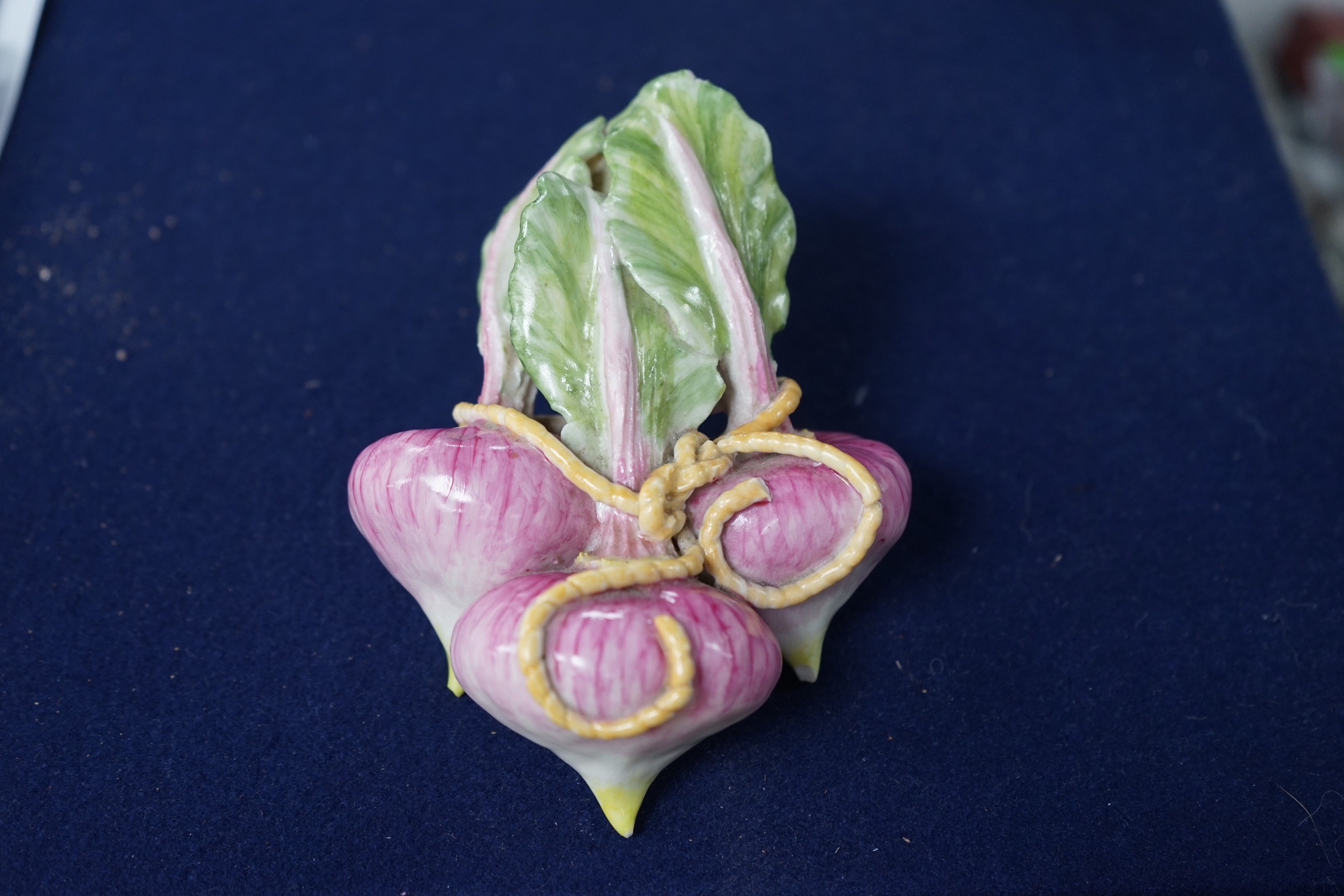 A Lady Anne Gordon, Dowager Marchioness of Aberdeen porcelain model of horseradishes, other models of vegetable or fruit by another hand, various boxes etc, largest item Limoges entree dish 29 cms long